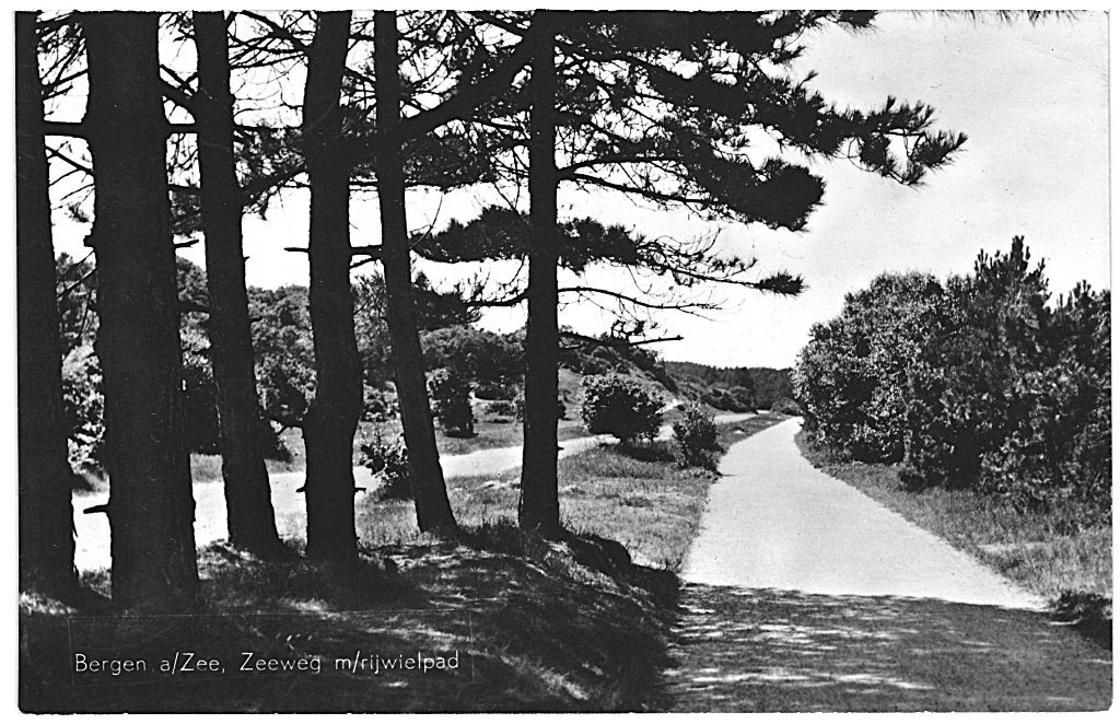 700118 Bergen aan Zee 1955 Zeeweg rijwielpad Gelopen, Ophalen of Verzenden, 1940 tot 1960, Gelopen, Noord-Holland