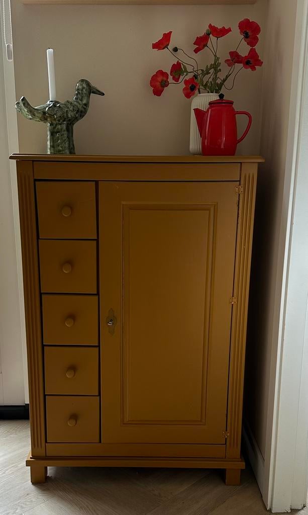 Brocante vintage meidenkast in de kleur Racing Riksja, Ophalen