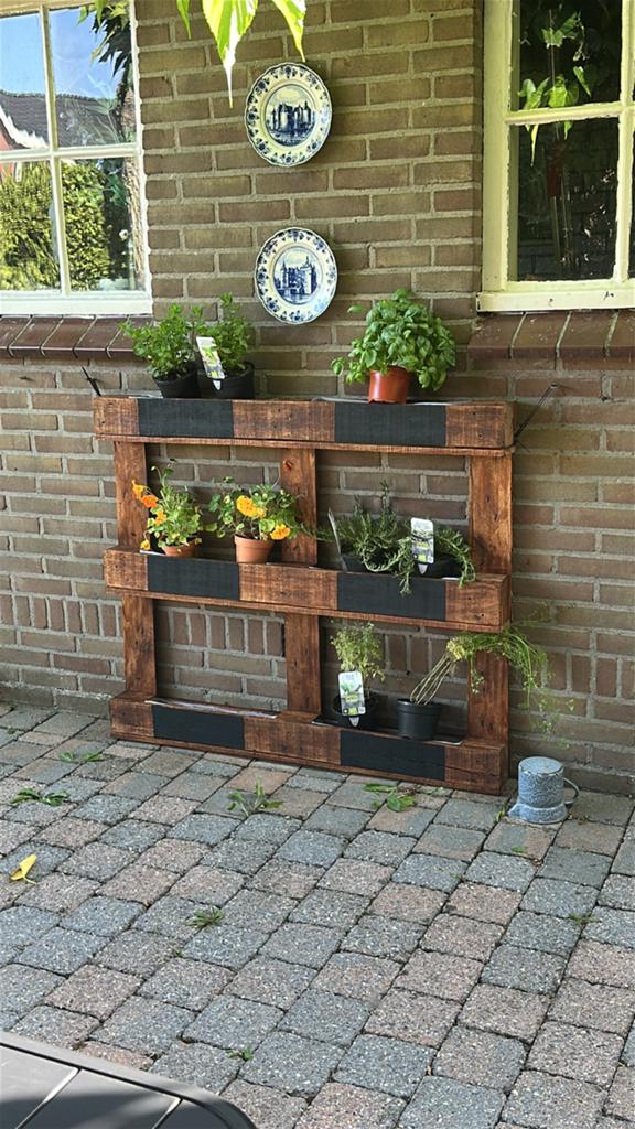 Handgemaakt kruidenrek van pallet hout, Tuin en Terras, Ophalen, 100 cm of meer, Nieuw, 60 cm of meer