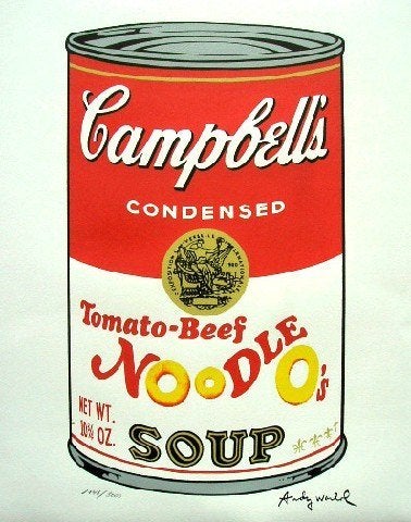 Andy Warhol(1928)Lithografie"Camp Tomato Beef NooSoup"Ges Ge, Antiek en Kunst, Kunst | Litho's en Zeefdrukken, Gelimiteerde oplage