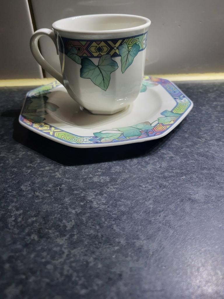 6 Villeroy & Boch Pasadena kop en schotels, Gebruikt, Ophalen of Verzenden, Overige stijlen, Kop(pen) en/of Schotel(s)