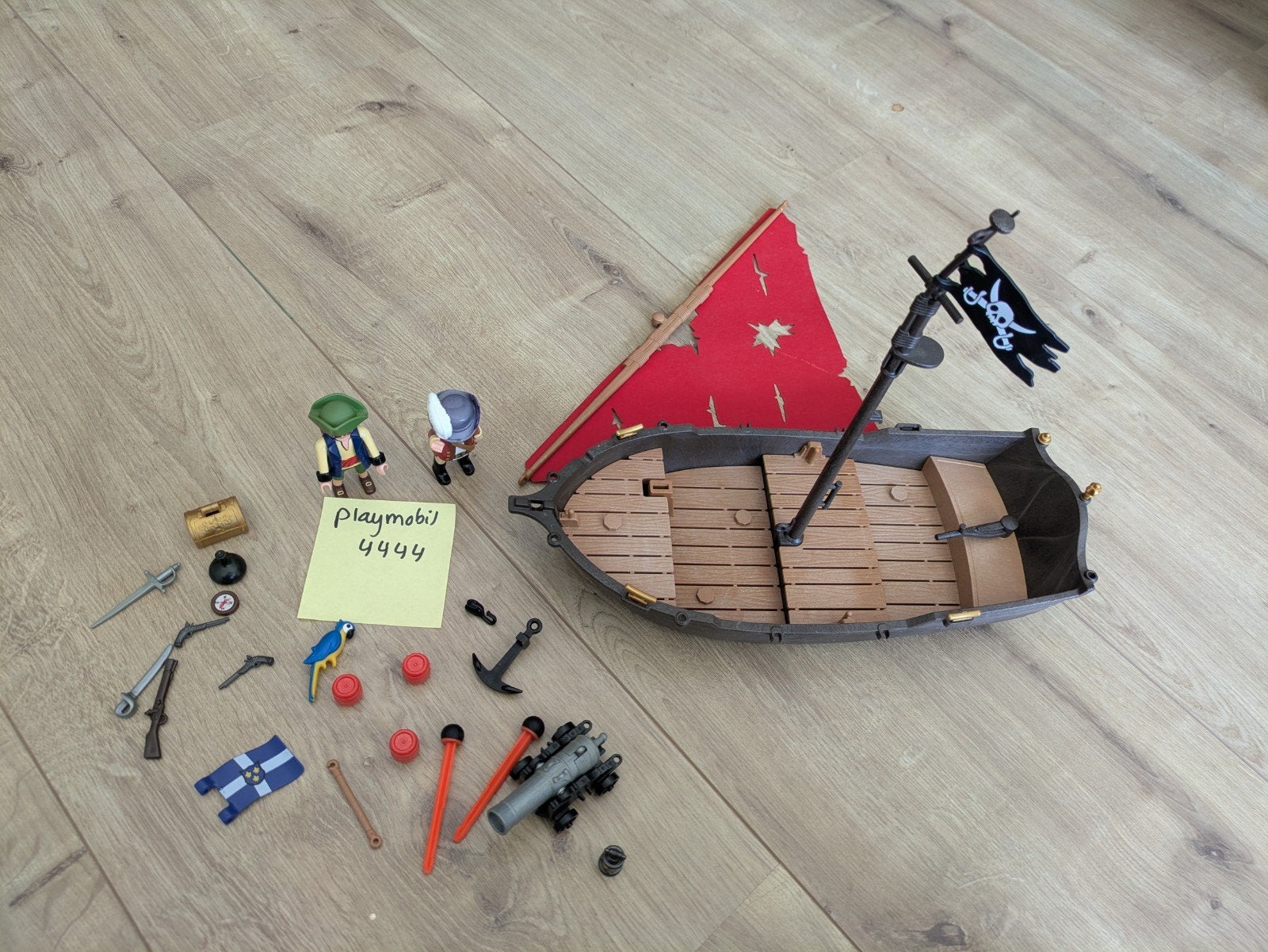 Playmobil Piraten Zeilboot met Kanon - Set 4444, Pirates, Complete set, Ophalen of Verzenden, Zo goed als nieuw