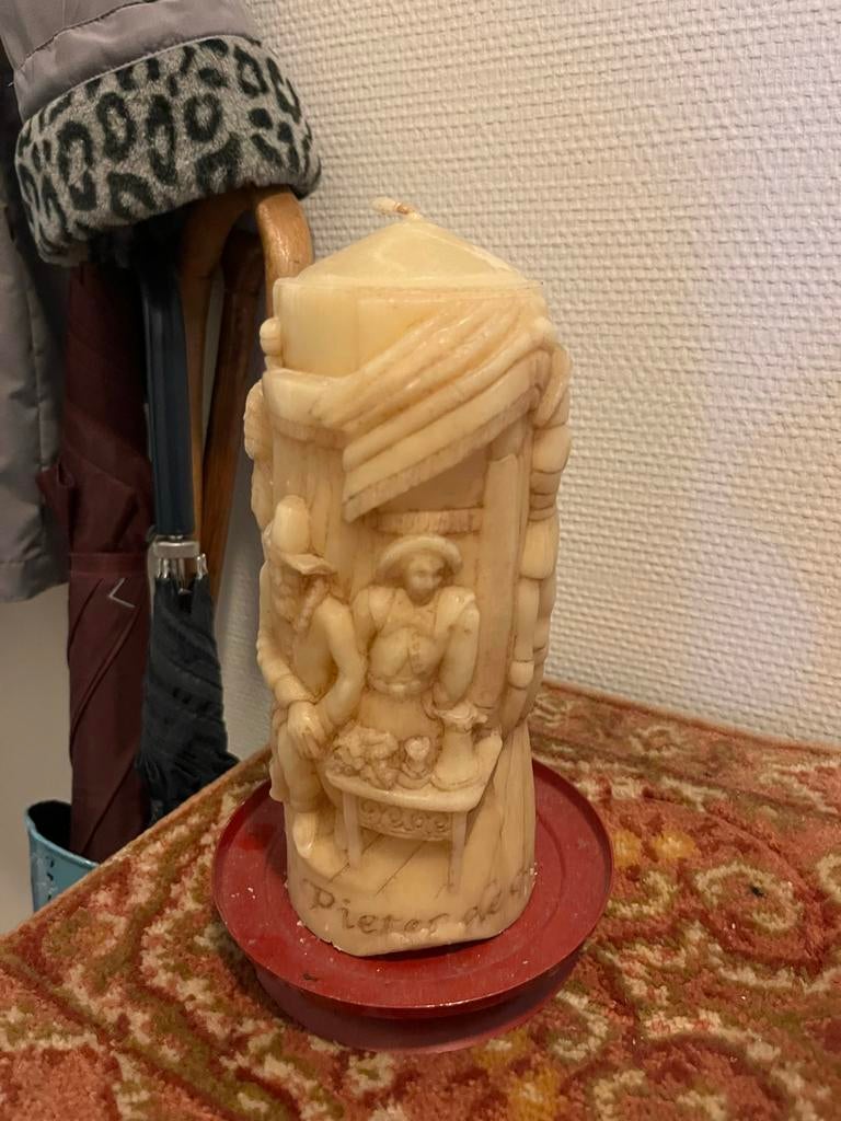 Decoratieve Kaars met Historische Scène - Pieter de Hoogh, Overige materialen, Ophalen of Verzenden, Zo goed als nieuw, Crème