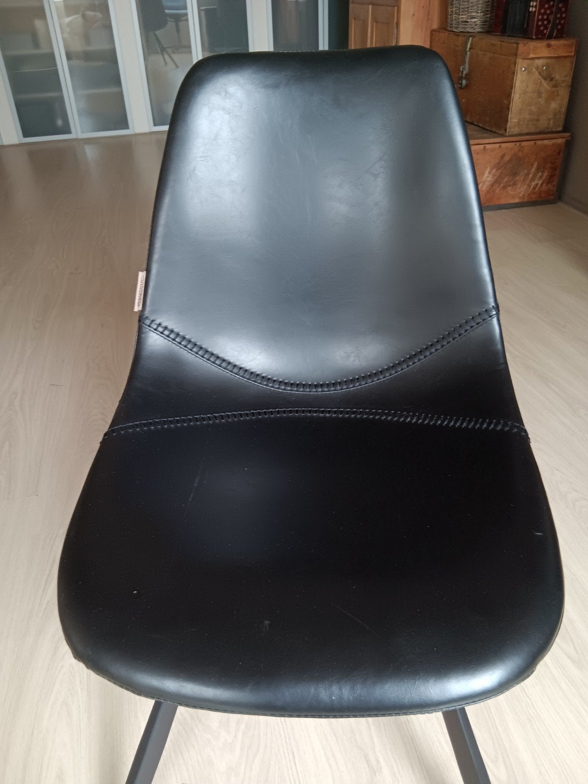 6 zwarte Pu Dutch Bone eetkamerstoelen, Huis en Inrichting, Ophalen, Zo goed als nieuw