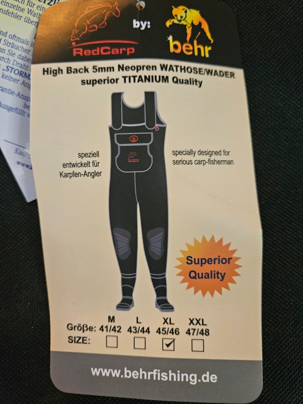 RedCarp by Behr Neopreen Waadpak Waders Maat 45/46 Nieuw!, Ophalen of Verzenden, Nieuw, Kleding