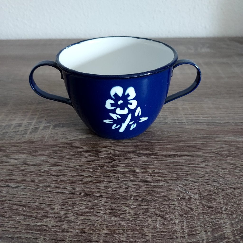 Emaille kinderbeker kobalt blauw, Antiek en Kunst, Antiek | Emaille, Ophalen of Verzenden