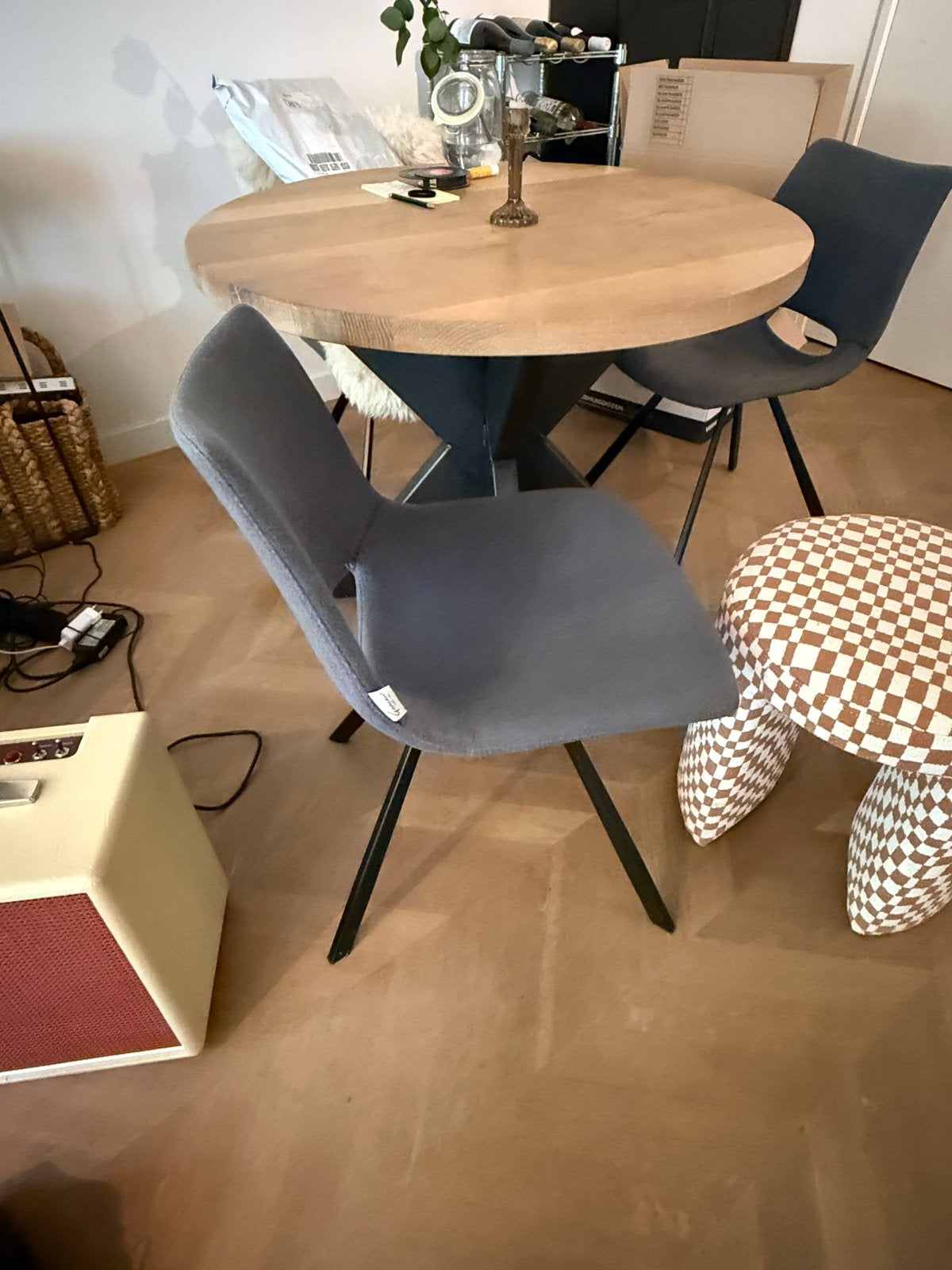 3 Goossens stoelen - Grijs, zo goed als nieuw, Ophalen, Drie, Zo goed als nieuw, Stof