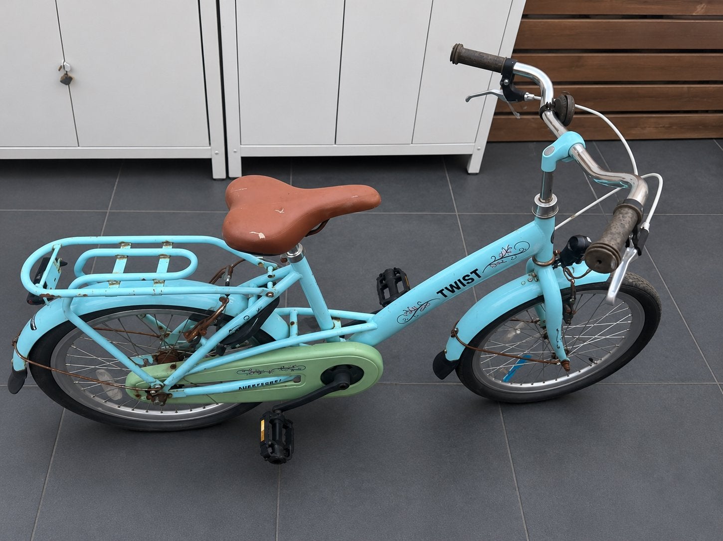 Licht blauwe kinderfiets, Fietsen en Brommers, Fietsen | Kinderfietsjes, Ophalen of Verzenden, Gebruikt, Minder dan 16 inch