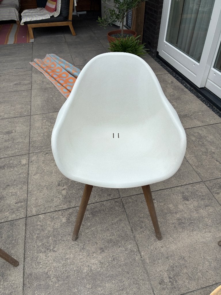 Witte tuinstoelen 3x, Ophalen, Gebruikt, Kunststof, Stapelbaar