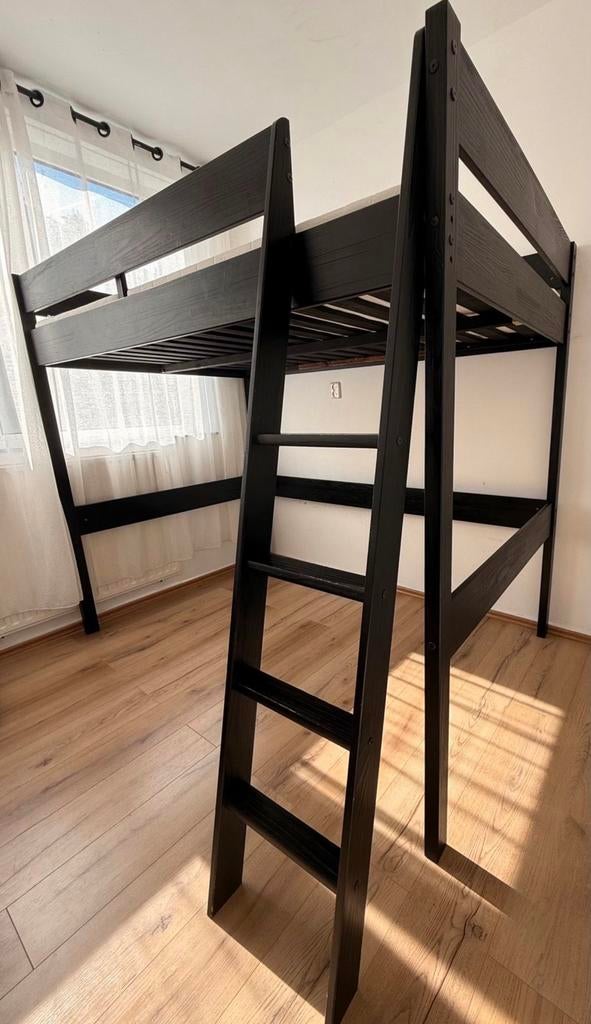 Zwarte Hoogslaper 120x200, Huis en Inrichting, Slaapkamer | Stapelbedden en Hoogslapers, Ophalen, Zo goed als nieuw, Hoogslaper