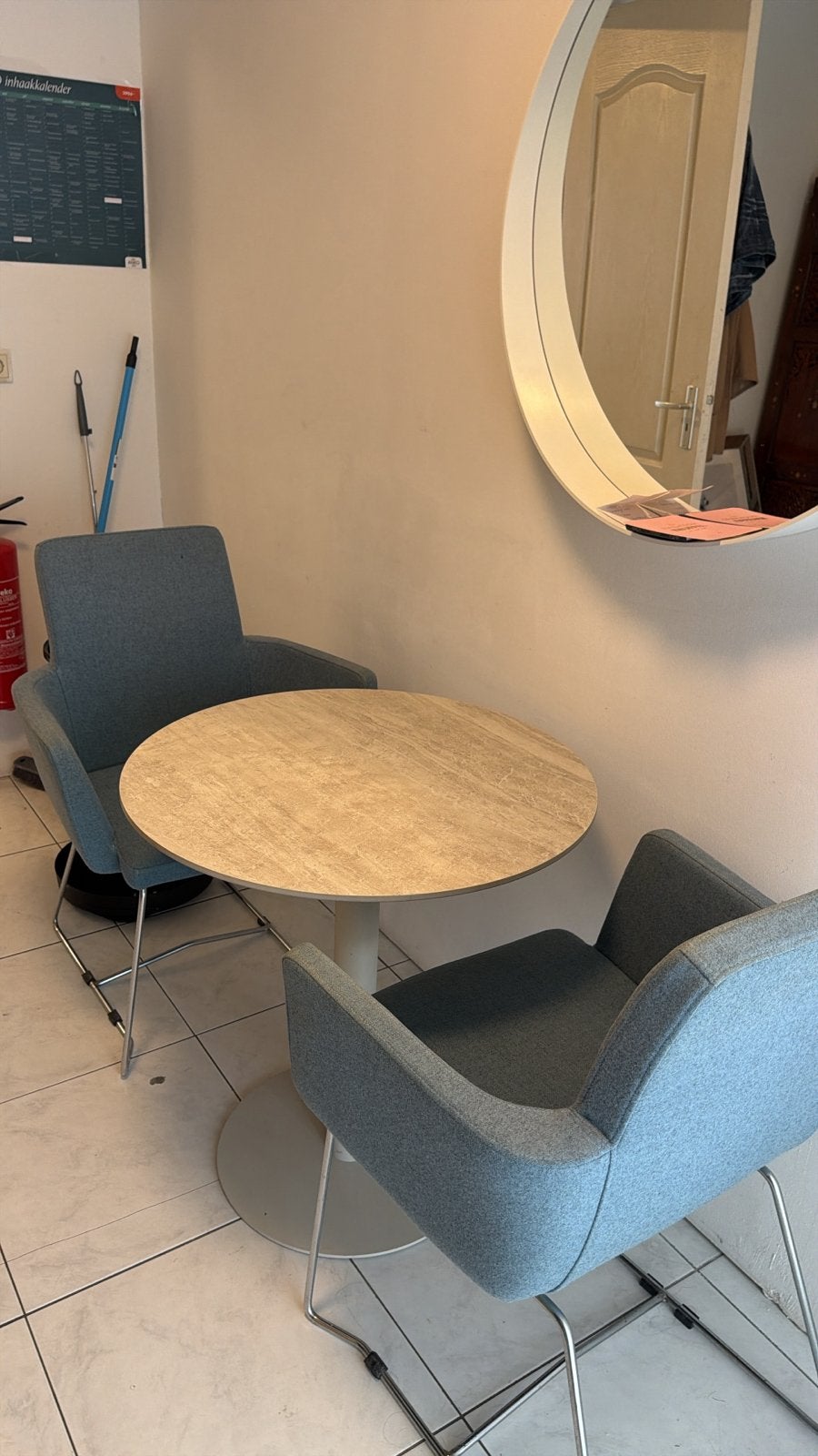 Set van 4 blauwe stoffen stoelen ( per stuk ), Ophalen, Gebruikt, Twee, Blauw