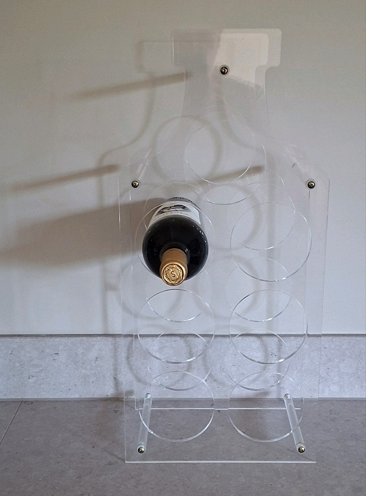Vintage plexiglas wijnrek (jaren 70/80) – Space Age, 50 – 75, Kunststof, Gebruikt, 5 tot 15 flessen