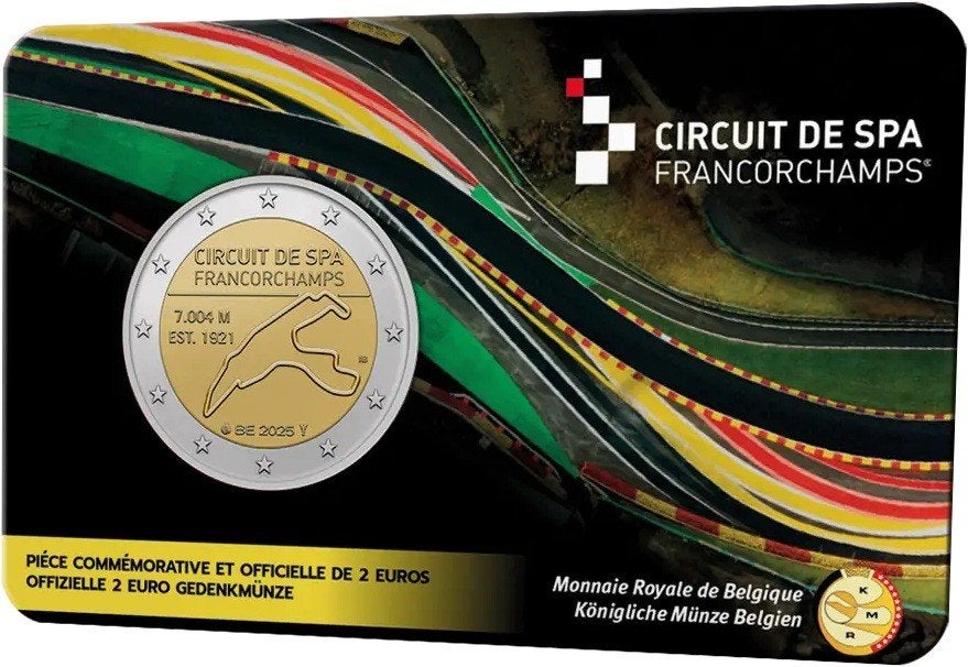 2 Euro BELGIE 2025 "Circuit Spa Francorchamps" in Coincard., Verzenden, België, 2 euro