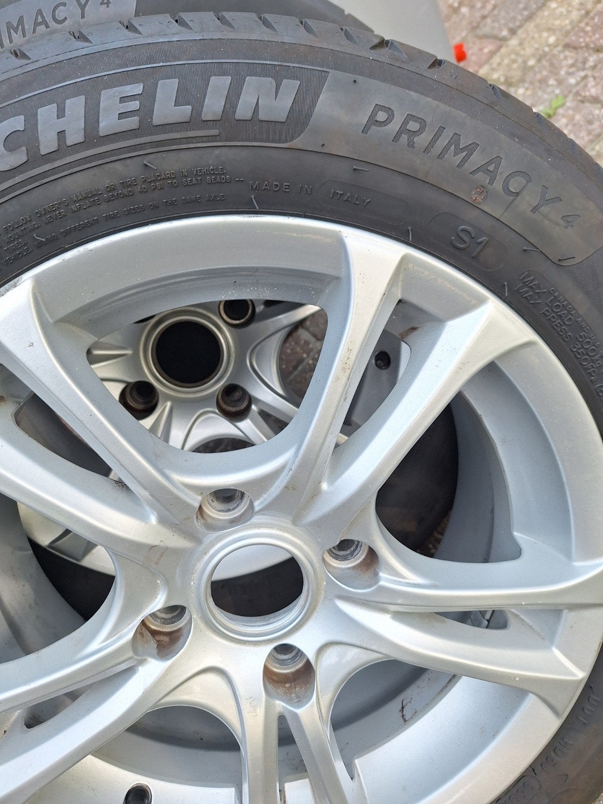 Michelin Primacy 4 banden met lichtmetalen velgen, Ophalen, Gebruikt, 15 inch, Banden en Velgen