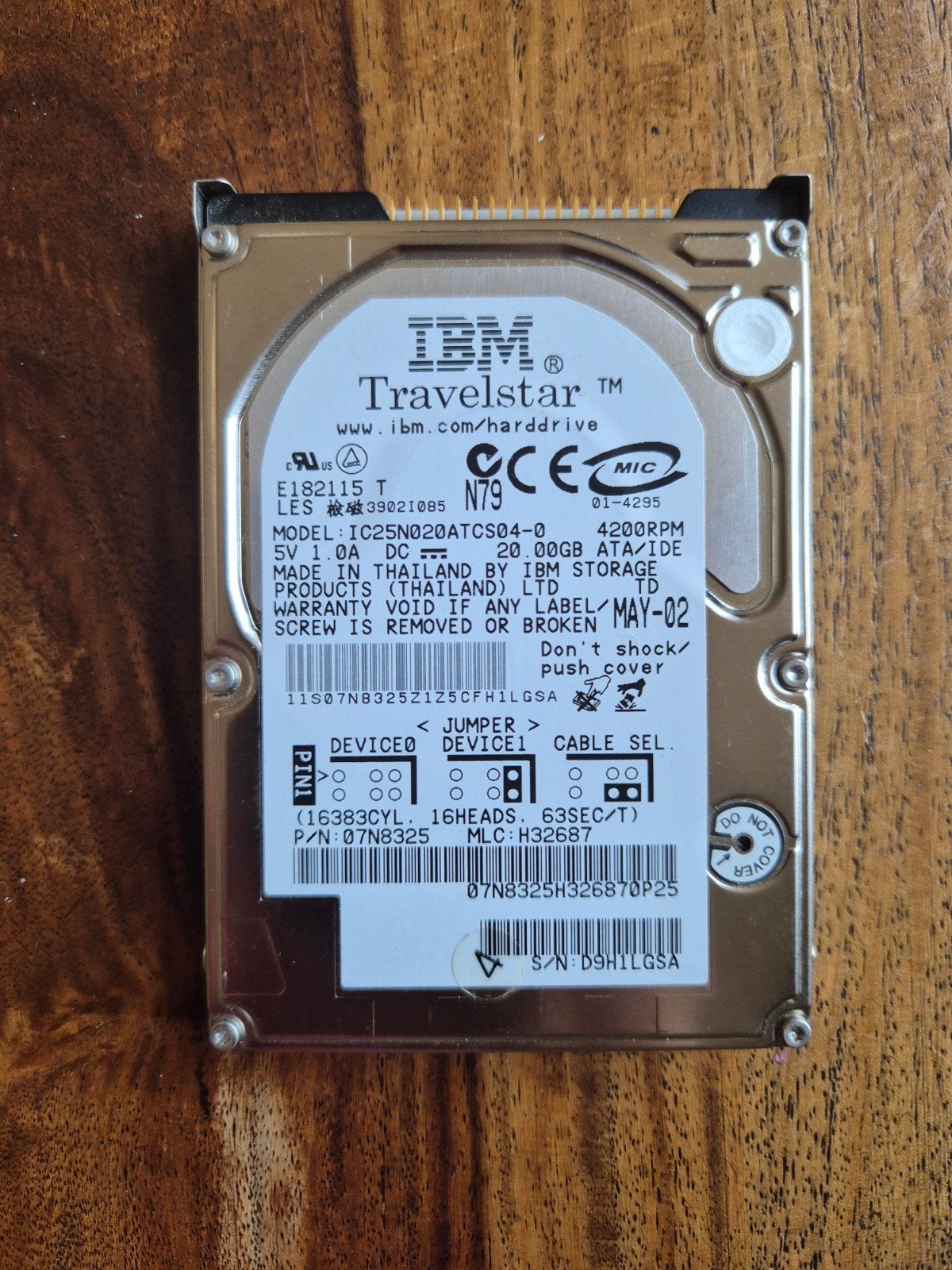 IBM Travelstar 20GB IDE Laptop Harddisk, Computers en Software, Harde schijven, Intern, Gebruikt, 20 GB, HDD