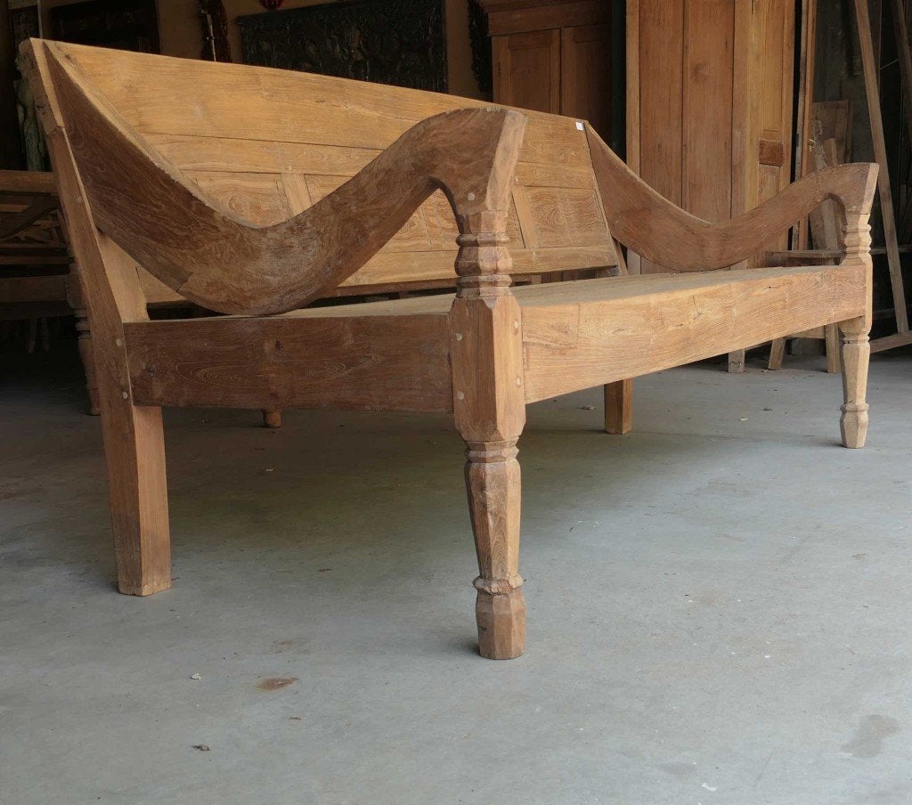 Unieke teak bank RQ24 Landelijk Bali Stationsbank Ibiza tuin, Ophalen of Verzenden