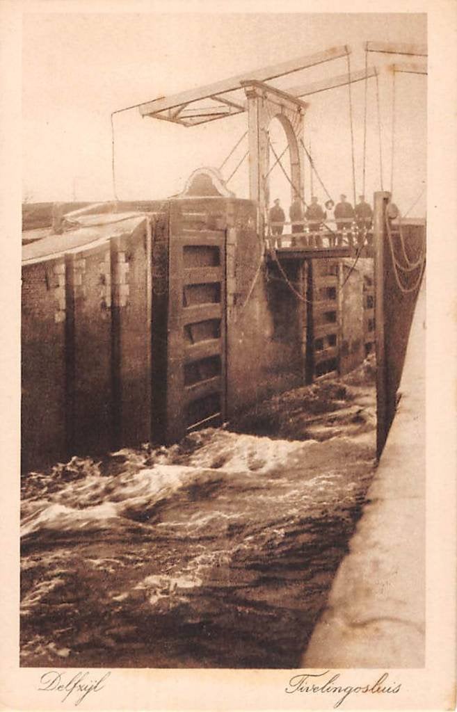 Delfzijl Tivelingosluis Binnenvaart Sluis Scheepvaart, Verzenden, 1920 tot 1940, Ongelopen, Groningen