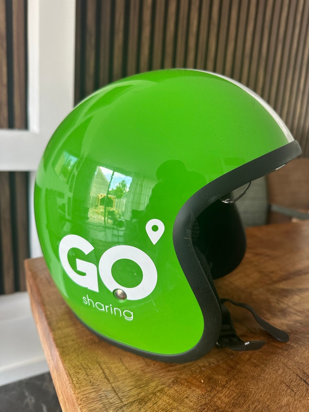 Go Sharing Scooterhelm - Groen met Vizier, Ophalen of Verzenden, Gebruikt, Medium