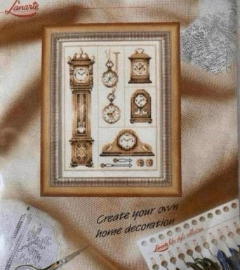 BORDUURPAKKET LANARTE DIVERSE KLOKKEN, Hobby en Vrije tijd, Borduren en Borduurmachines, Verzenden, Nieuw, Handborduren, Borduurpakket