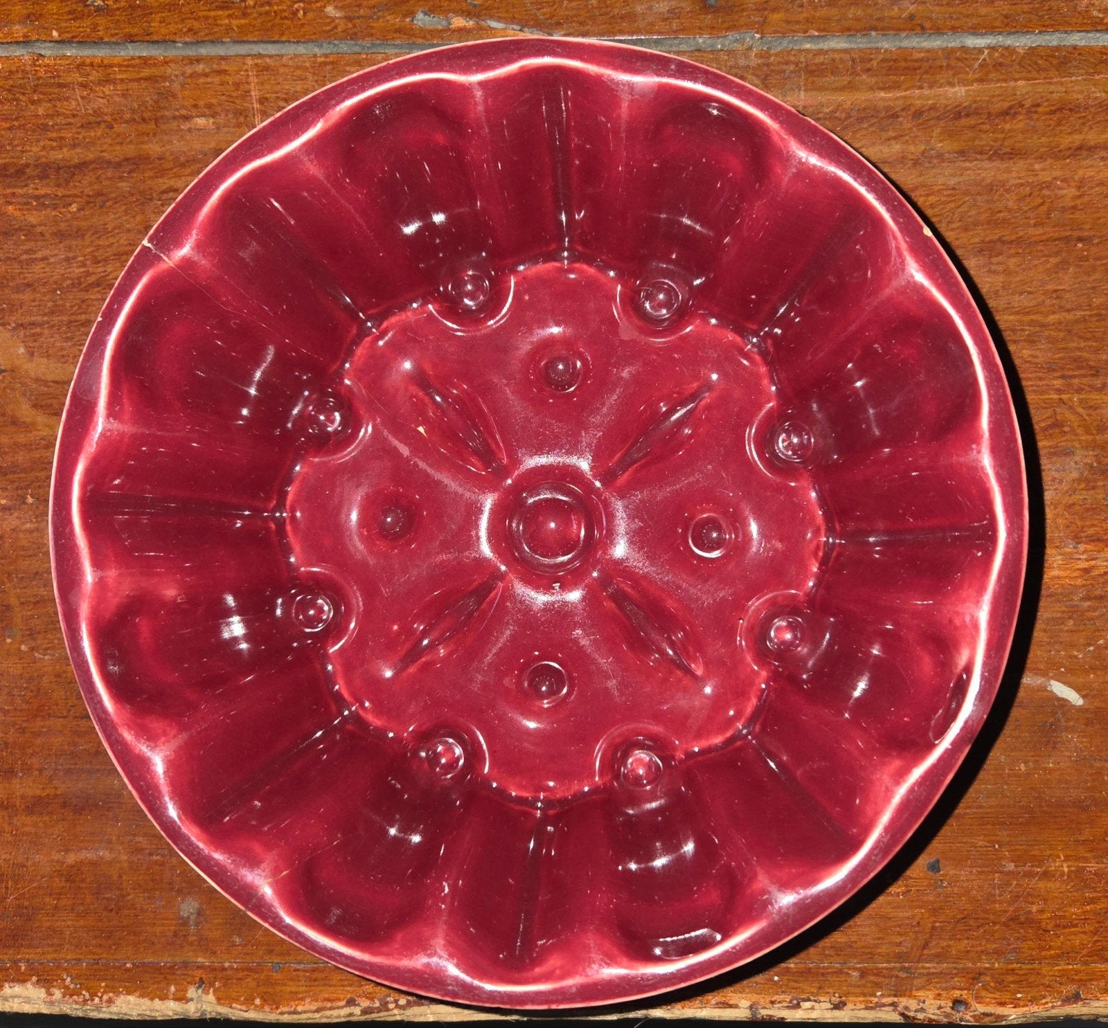 Vintage Keramische Puddingvorm - Bordeauxrood, Ophalen of Verzenden