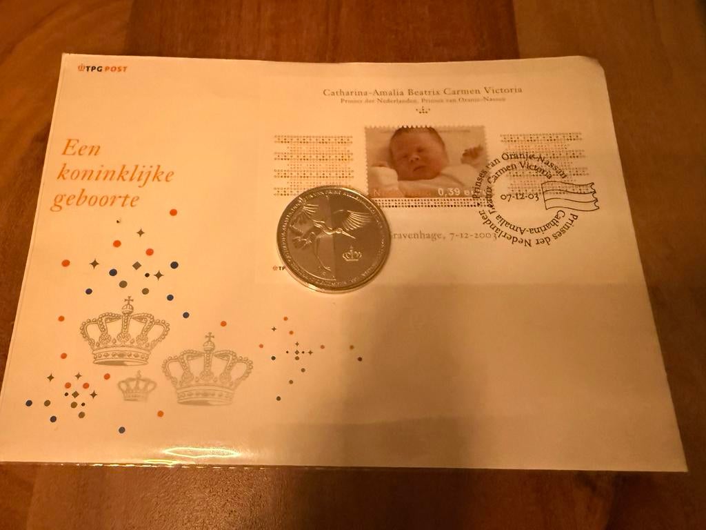 Koninklijke geboortemunt Amalia met enveloppe en dagstempel, Koningin Beatrix, Geboorte of Huwelijk, Losse munt, Overige waardes