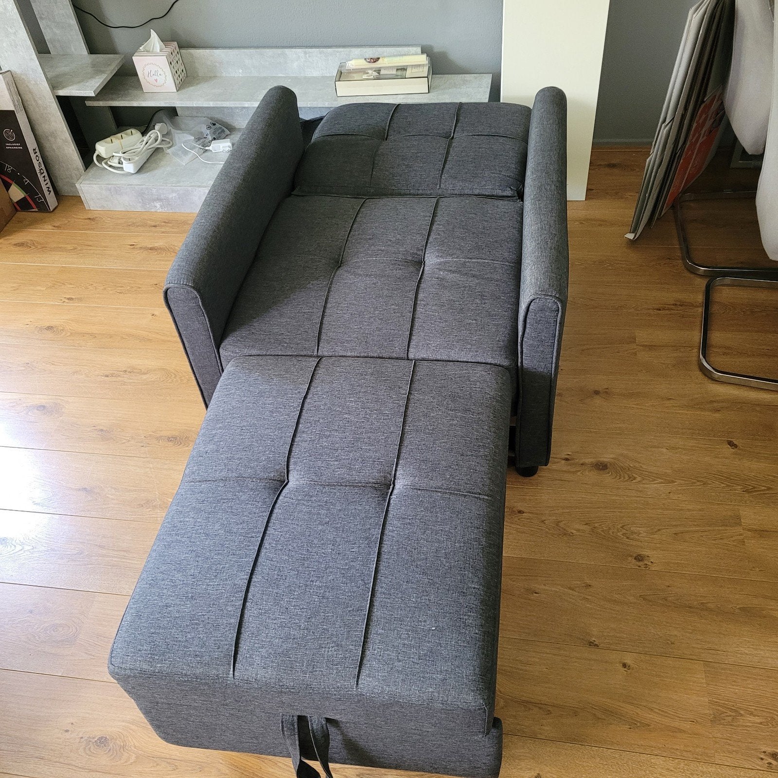 Slaapbank, Ophalen, Eenpersoons, Grijs, 190 cm of minder