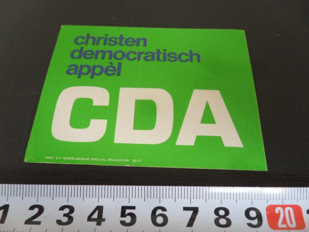 sticker Politiek CDA Christen Democratisch Appèl, Ophalen, Zo goed als nieuw