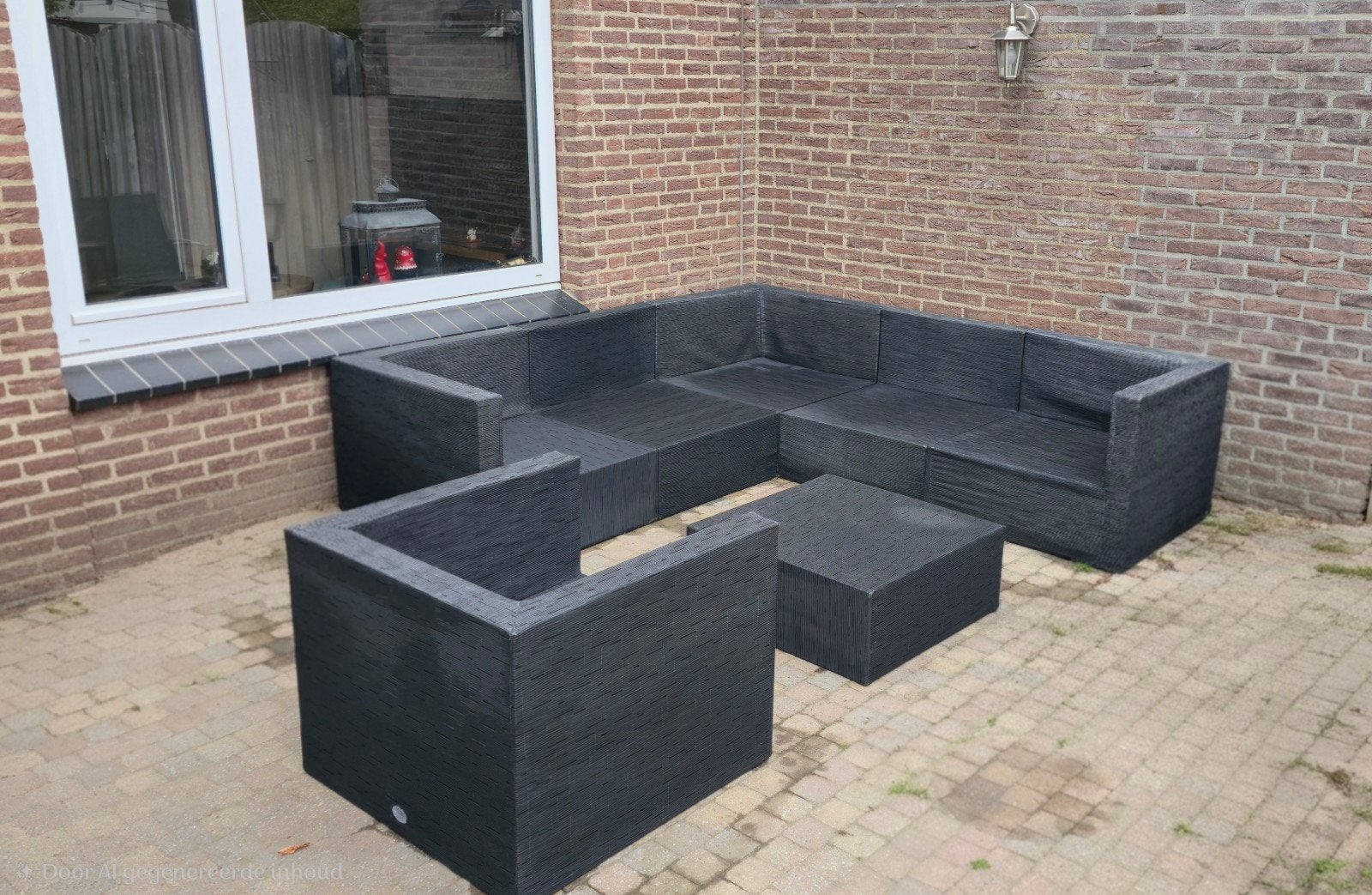 lounge tuinset met kussens GRATIS, Ophalen, Kunststof, Gebruikt, Bank