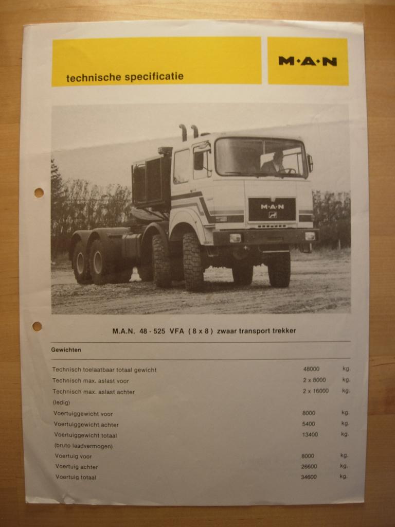 MAN Diesel 48.525 8X8 Technische Specificatie ca 1984, MAN Diesel, Ophalen of Verzenden, Zo goed als nieuw, Overige merken