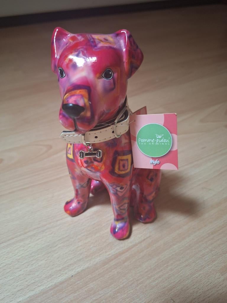 Pomme Pidou Spaarpot Milo Hond Roze - 23cm met kaartjes, Ophalen of Verzenden