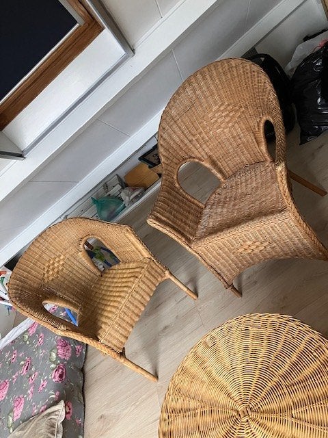 ROTAN stoelen en tafel , bijna als nieuw ! Vintage Retro, Ophalen, Twee, Bruin, Riet of Rotan