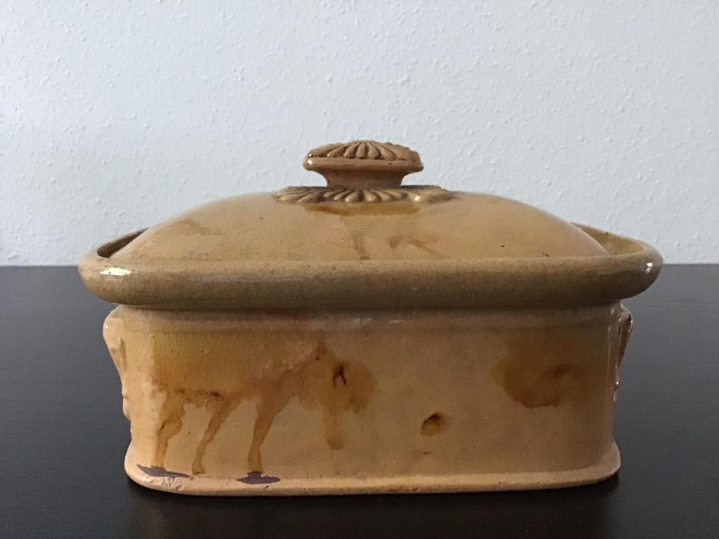 Oude brocante paté terrine. Vierkant., Antiek en Kunst, Curiosa en Brocante, Ophalen of Verzenden