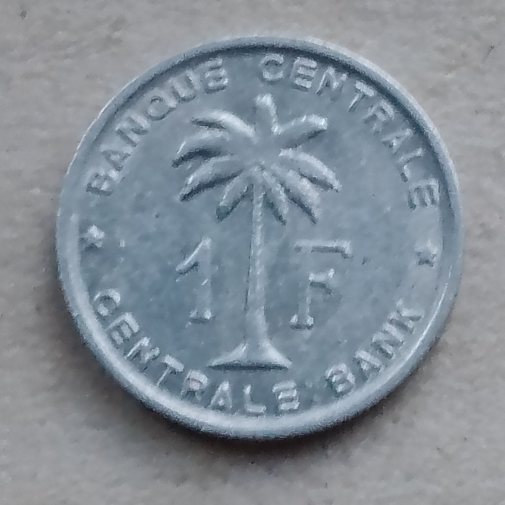 Belgisch Congo, Rwanda-Urundi 1 franc 1958, Ophalen of Verzenden, Overige landen, Losse munt