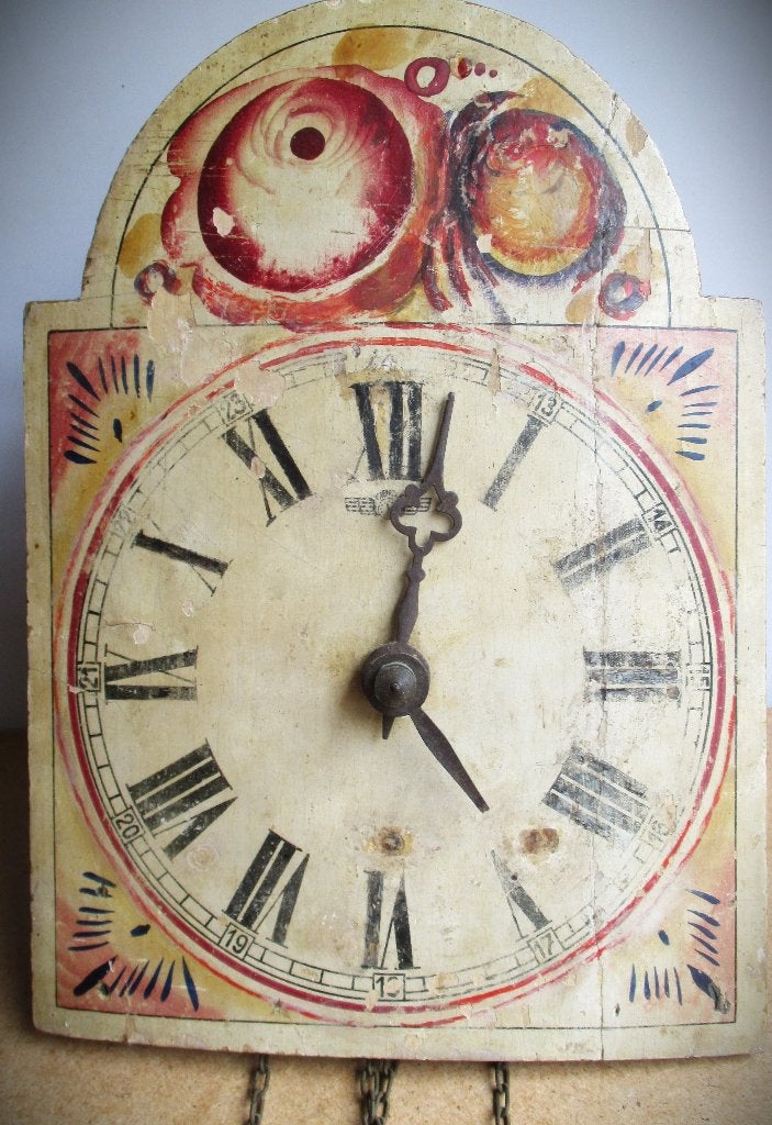 Appelklok~Antieke Wandklok~Schwarzwalder Lakschildklok~Rozen, Ophalen of Verzenden