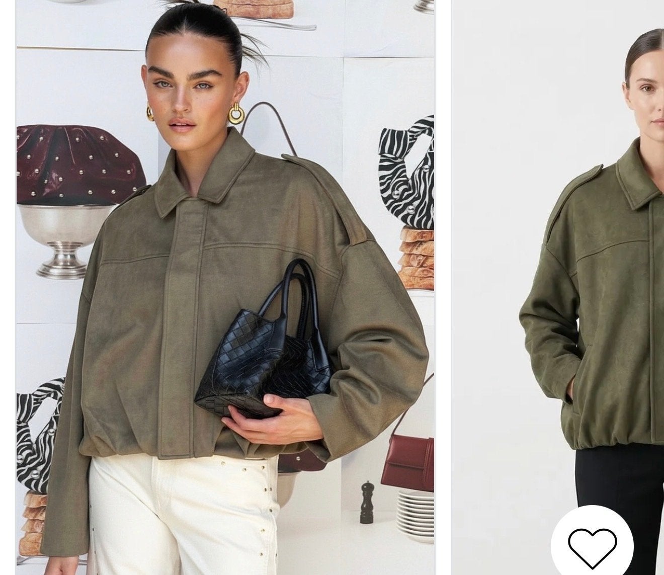 Pre-order: Oversized Suede Bomberjack in Kaki 65€, Kleding | Dames, Ophalen of Verzenden, Nieuw, Maat 38/40 (M), Groen