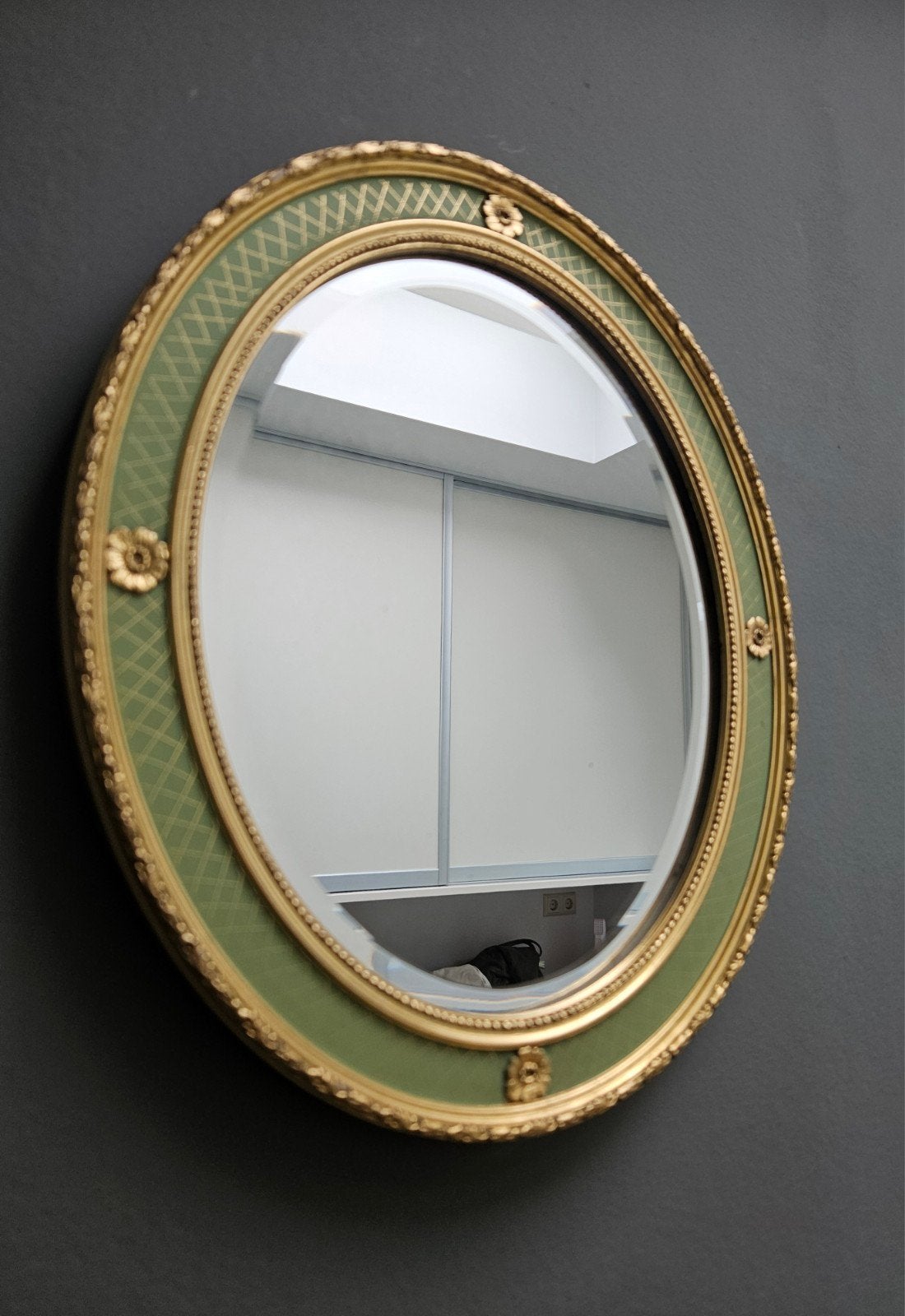 Giltwood Ovale spiegel Jaren 60, Ophalen of Verzenden, Ovaal, Minder dan 50 cm