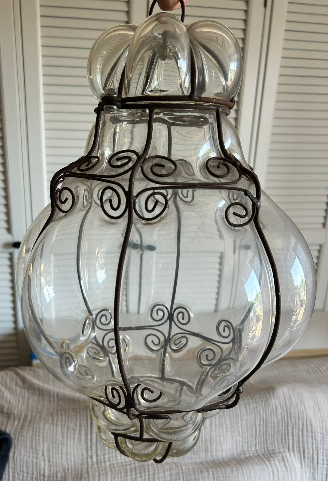 Prachtige Venetiaanse hanglamp/glas met ijzer, Ophalen, Gebruikt