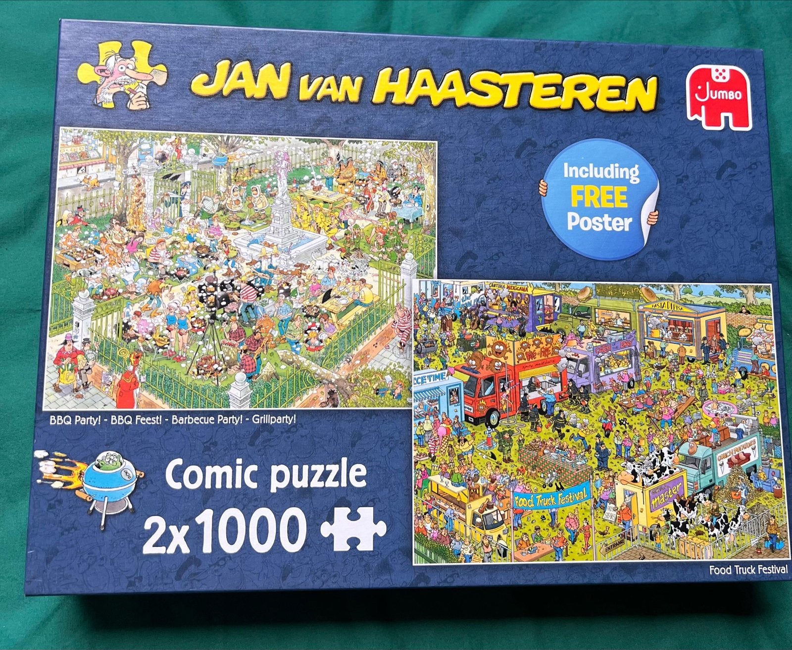 Jan van Haasteren 2x 1000 stukjes: BBQ Party & Food Truck, Ophalen of Verzenden, Meer dan 50 stukjes, Gebruikt, 6 jaar of ouder