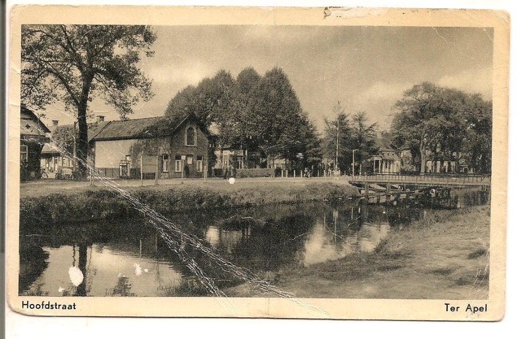 Oude Ansichtkaart Hoofdstraat Ter Apel (1956), Verzamelen, Ophalen of Verzenden, 1940 tot 1960, Gelopen, Groningen