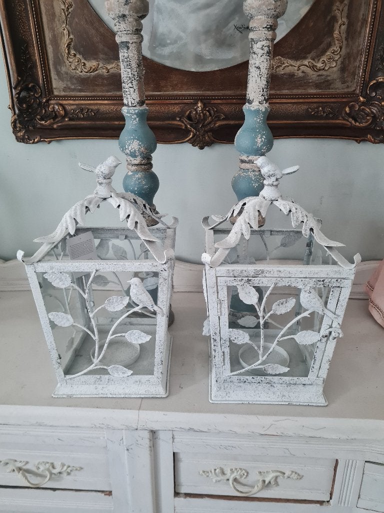 Windlichten met vogeltjes p/st 34.95, Huis en Inrichting, Heikant 21 Kaatsheuvel, Windlicht, Wit, 35 cm