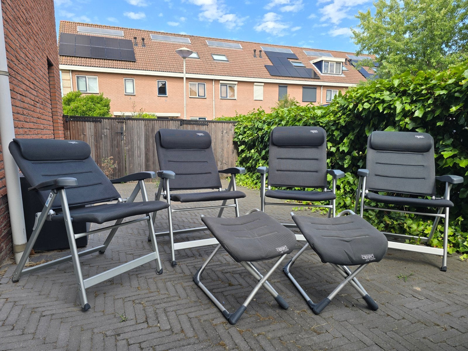 Crespo campingstoelen & voetenbankjes (4 stoelen, 2 bankjes), Caravans en Kamperen, Ophalen, Gebruikt, Campingstoel