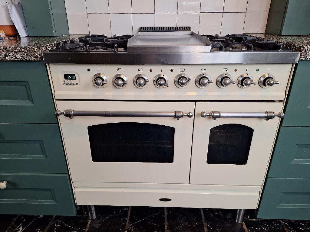 Boretti 5-pits gasfornuis met 2 electrische ovens, Gebruikt, 60 cm of meer, Ophalen of Verzenden, Energieklasse A of zuiniger