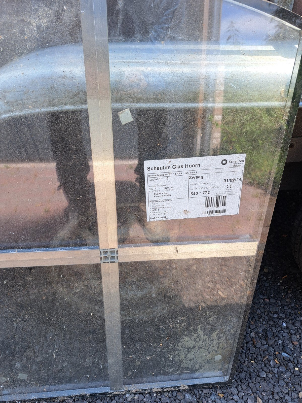 Dubbelglas ruit Scheuten Glas Hoorn, afmetingen op foto, Doe-het-zelf en Verbouw, Glas en Ramen, Gevelraam of Ruit, Gebruikt, 80 tot 120 cm