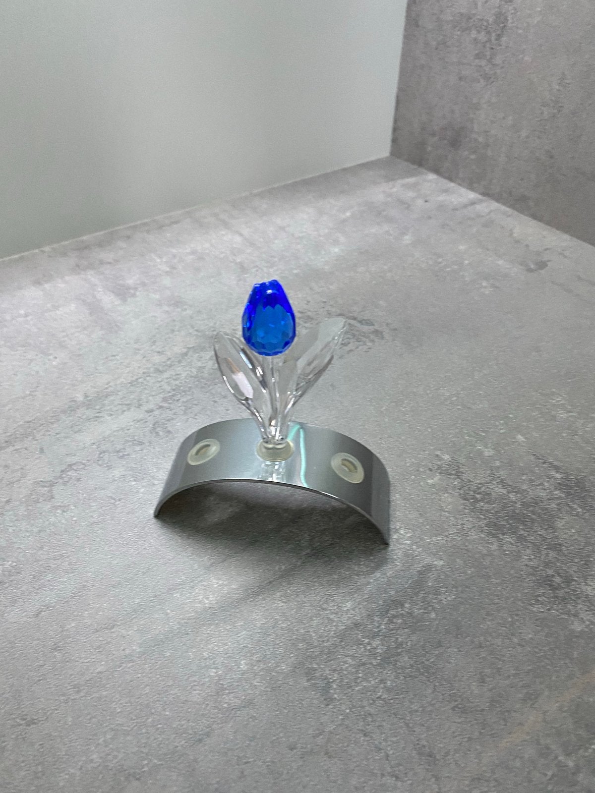 Swarovski Kristallen Tulp Blauw met Zilveren Houder, Verzamelen, Swarovski, Ophalen of Verzenden, Zo goed als nieuw, Huisaccessoire