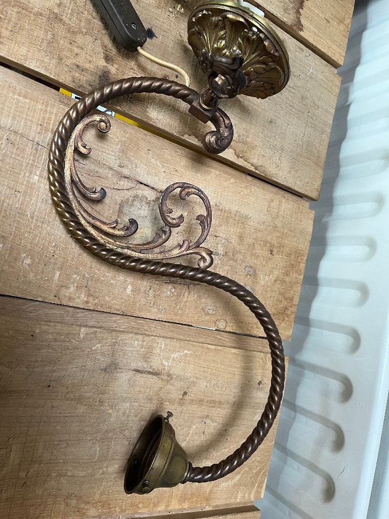 Oude koper gaslamp, jaren 20, Ophalen of Verzenden, Brons