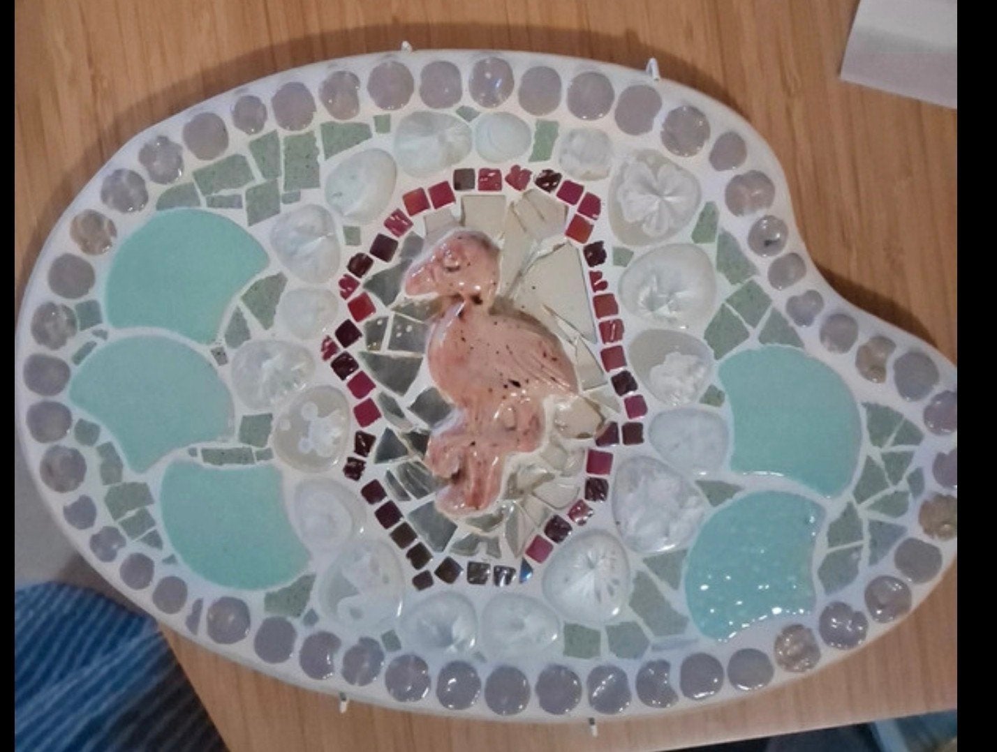 Uniek mozaïek wanddecoratie met flamingo, Verzenden