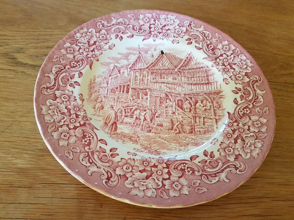 Royal Tudor Ware rood wandbord, met gaatje, diameter 25,5 cm, Antiek en Kunst, Ophalen of Verzenden