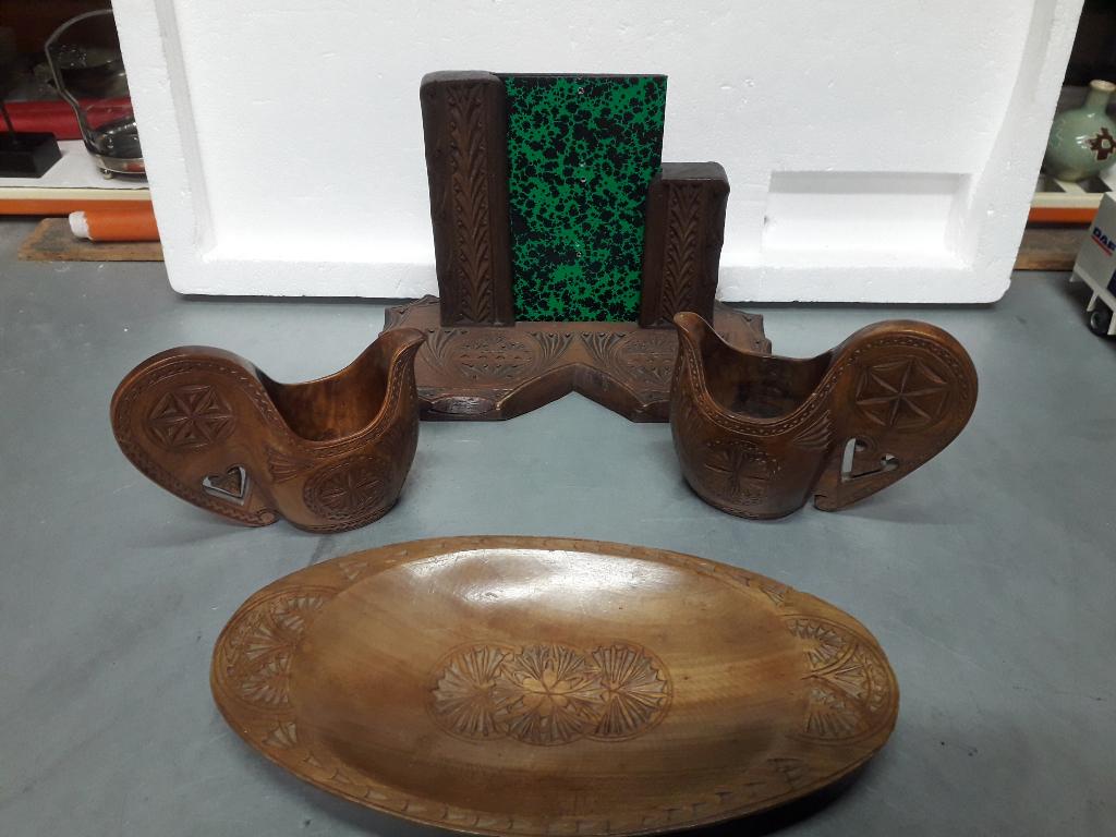 4 ANTIEKE FRIESE HOUTEN KERFSNEDE VOORWERPEN (per st te koop, Antiek en Kunst, Ophalen of Verzenden