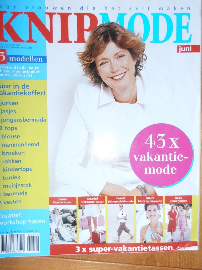 Knipmode juni 2004 met 43 patronen, blouse voor mannen, Ophalen of Verzenden, Zo goed als nieuw, Vrouw, Knipmode