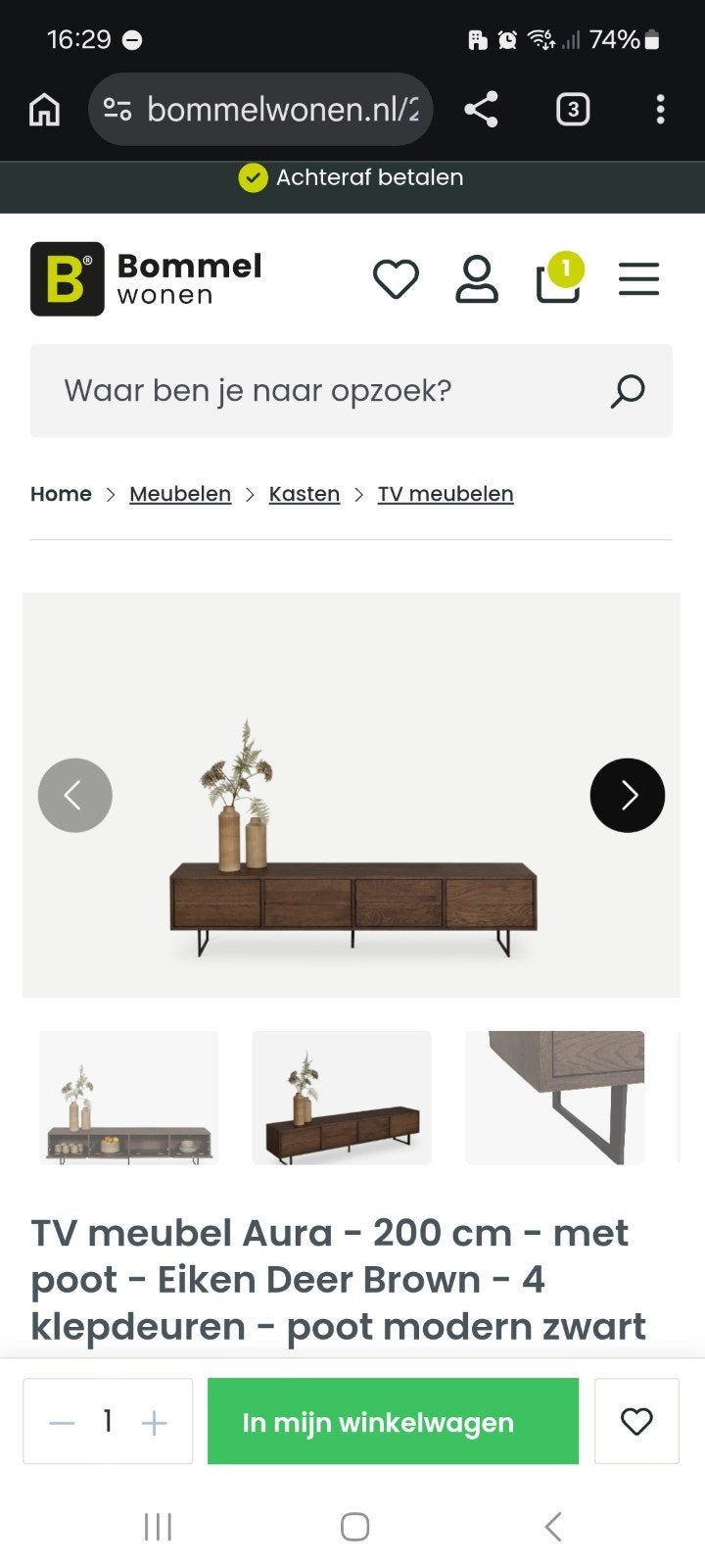 Nieuw TV meubel Aura Deer Brown eiken (200x45x40 cm), Ophalen of Verzenden, Nieuw, 25 tot 50 cm, Minder dan 100 cm